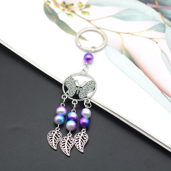 Wholesale Metal Butterfly Dreamcatcher Keychain Mediterranean Style Car Key Accessory MOQ≥50
