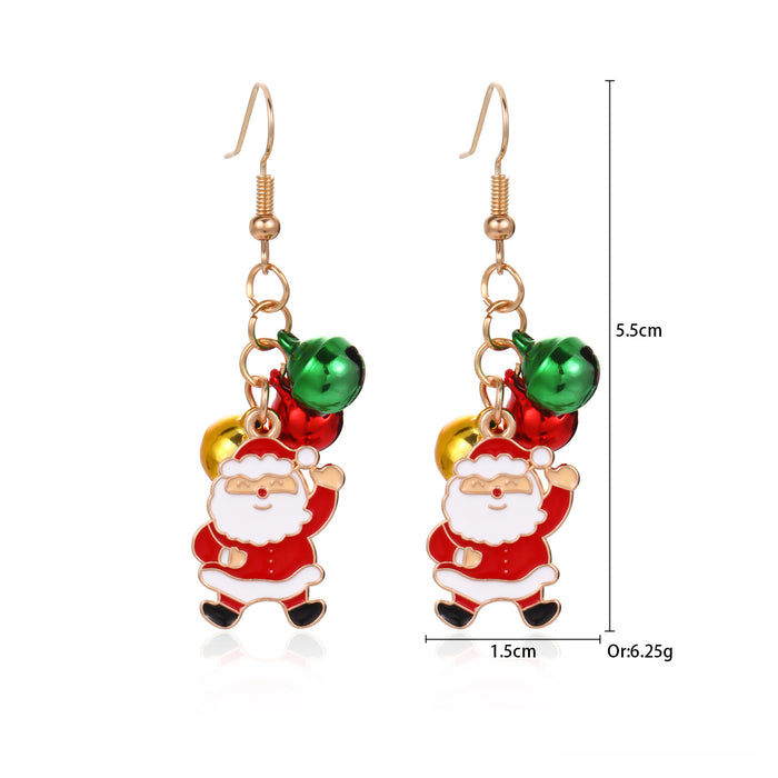 Wholesale Alloy bell snowman elk gingerbread man earrings Christmas earrings