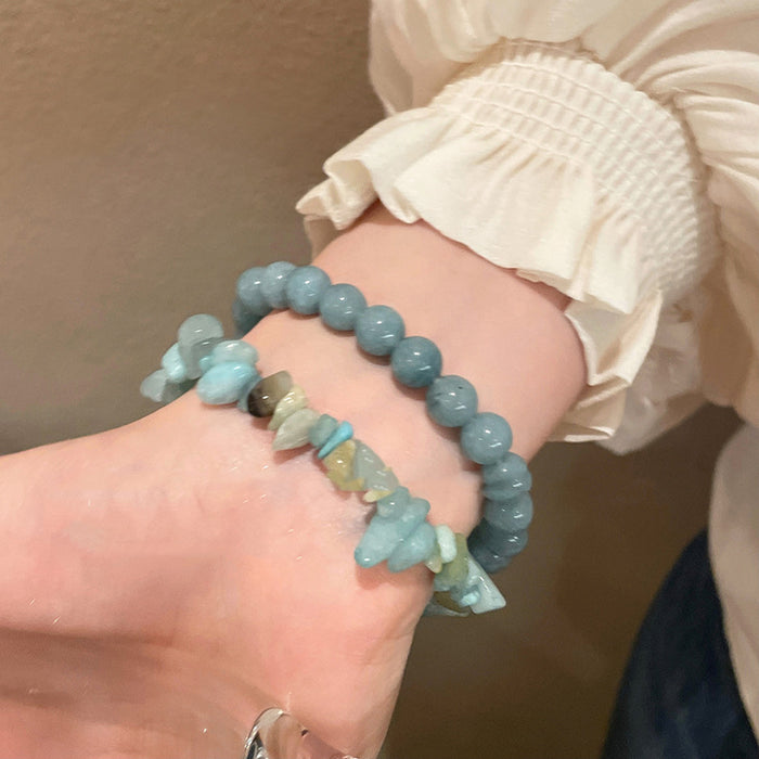 Wholesale Crushed stone round bead bead string bracelet design bracelet