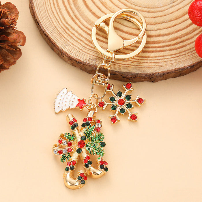 Wholesale Christmas Tree Rhinestone Keychain Zinc Alloy Bell Pendant Business Gift MOQ≥2