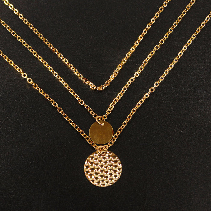 Wholesale Multi-Layer Sun Pendant Necklace Gold Alloy Trendy Fashion Accessory