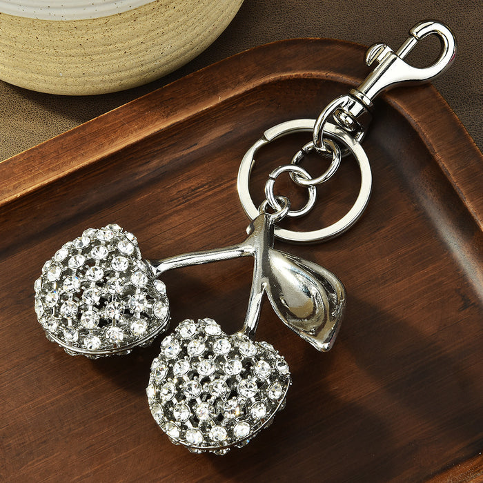 Wholesale lock ring full diamond cherry bag key chain cross-border fruit cherries