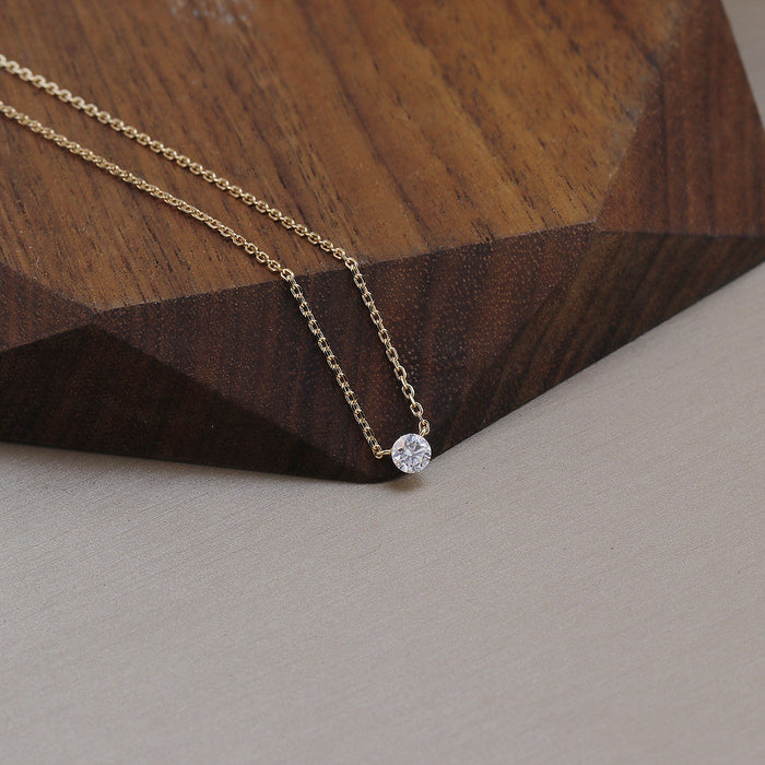 Wholesale round non-claw diamond necklace 925 silver gold plated 10/20/30 stacked clavicle chain