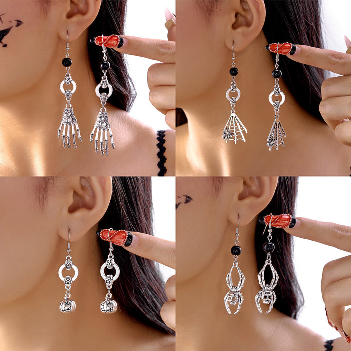 Wholesale  Vintage Horror Skull  Web  Pendant Earrings Jewelry Gift