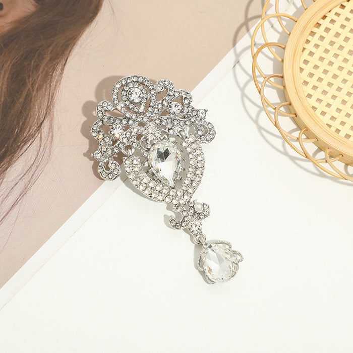 Wholesale Water Drop Brooch with Diamonds Alloy Clothing Brooch