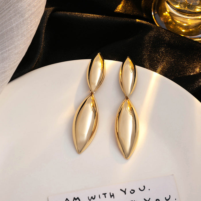 Wholesale Simple Metal Scenery Surface Water Drop Oval Earrings Exaggerated Distinctive Geometric Round Earrings