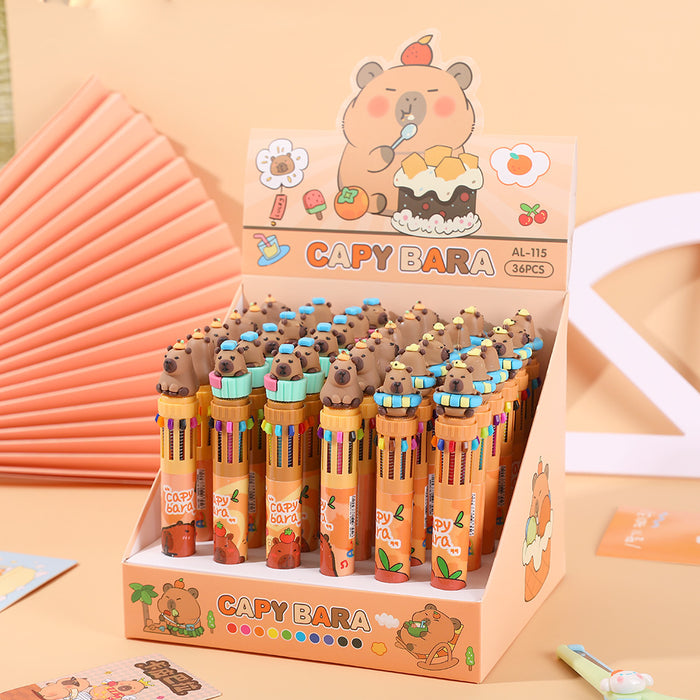Wholesale 36pcs Cartoon 10 Color Push Button Ballpoint Pens Multi Color Cute Pens For Everyday Office And Party Use