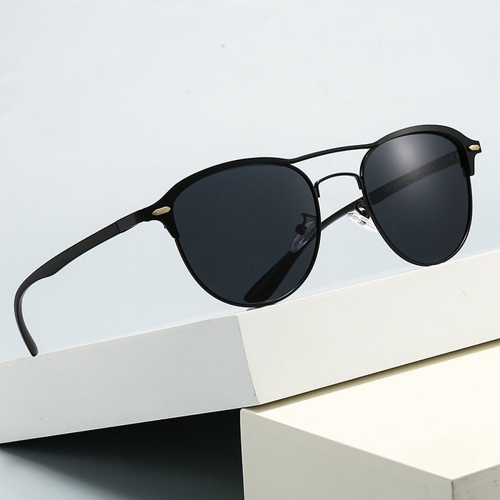 Wholesale New Sunglasses Retro Round Frame Sunglasses Double Beam Driving Glasses Polarized Sunglasses