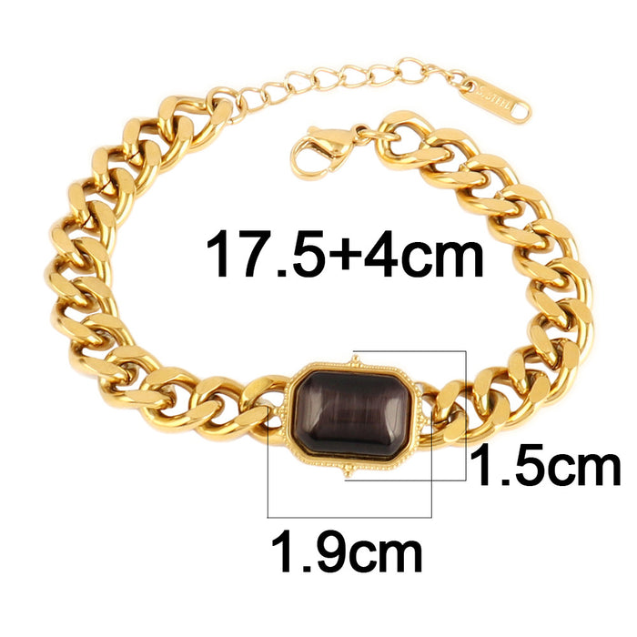 Wholesale Vintage stainless steel natural stone pendant bracelet,  simple and multi-element turquoise bracelet