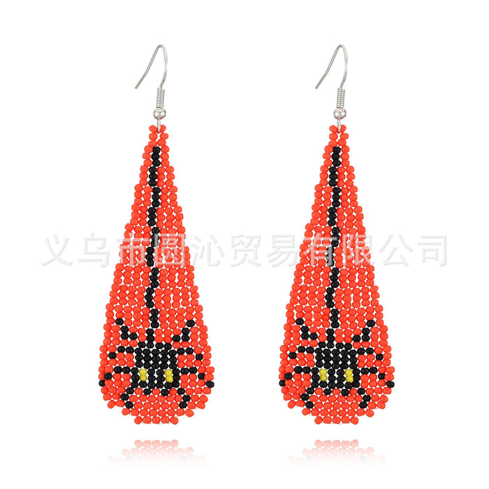 Wholesale  tassel earrings female creative skull ghost handmade rice beads earrings earrings