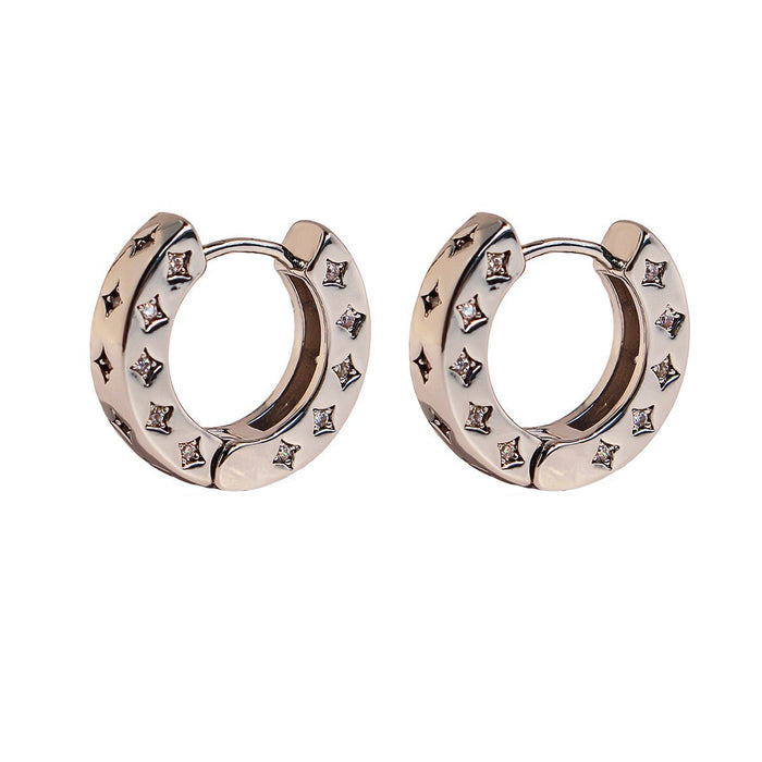 Wholesale Zircon round earrings are fashionable, niche, light luxury earrings, trendy ear buckles