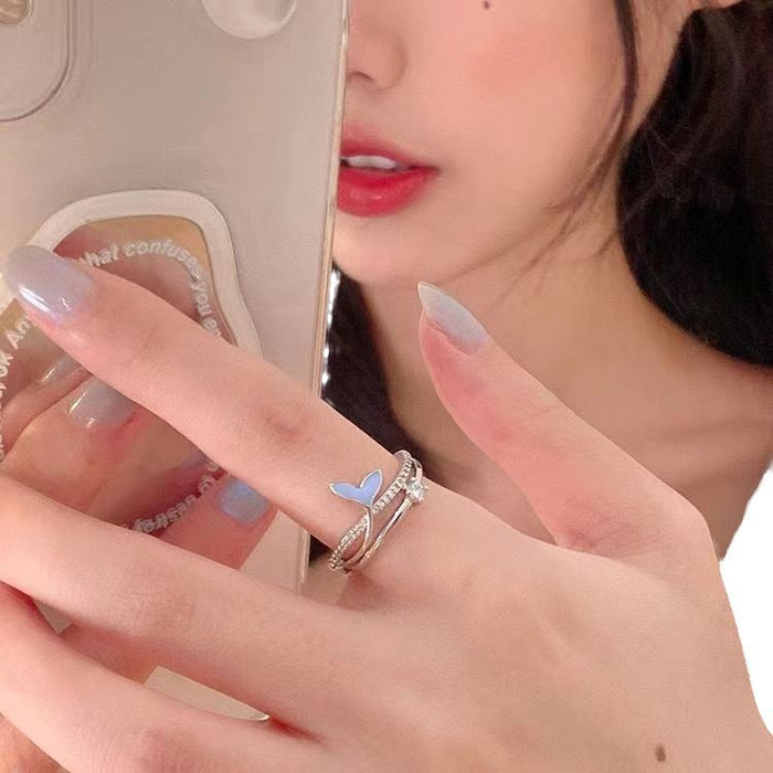 Wholesale Silver fishtail ring, personality element ring, open mouth ring, ins, niche design, index finger ring