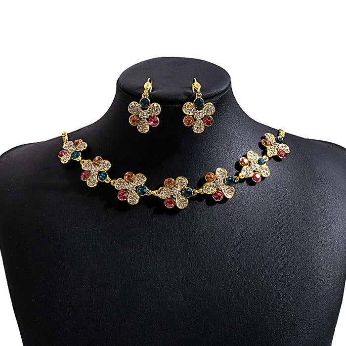 Wholesale Bohemian Turquoise Fringe Earrings and Necklace Set Alloy Jewelry
