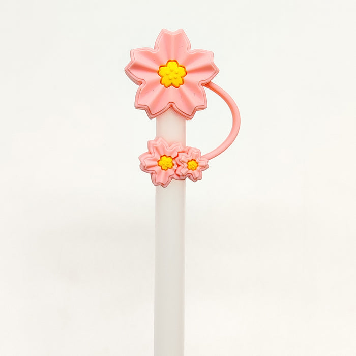 Wholesale 10pcs Flower straw cap food grade silicone straw cap suction tube cover dust cap