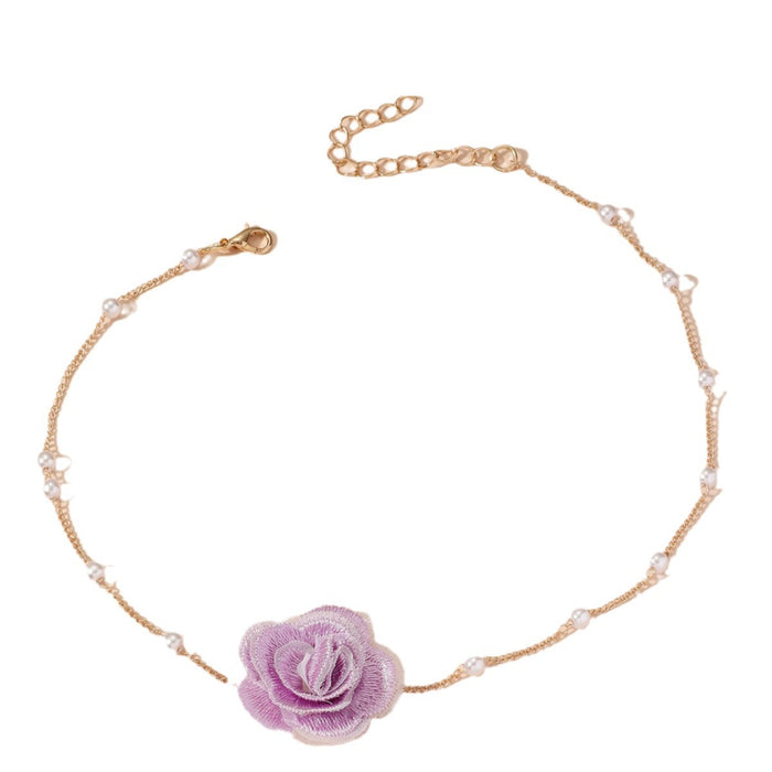 Wholesale Sweet retro flower necklace, fashionable collarbone necklace, new pearl flower necklace