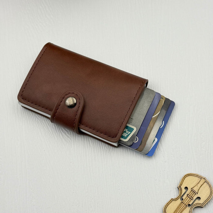 Wholesale RFID Blocking Card Wallet Solid Black PU Leather Everyday Use Gift Boutique Resale MOQ≥2