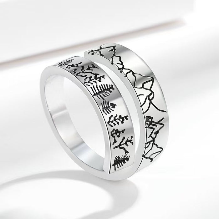 Wholesale New fashionable and minimalist ring with adjustable mountain shape index finger ring bracelet