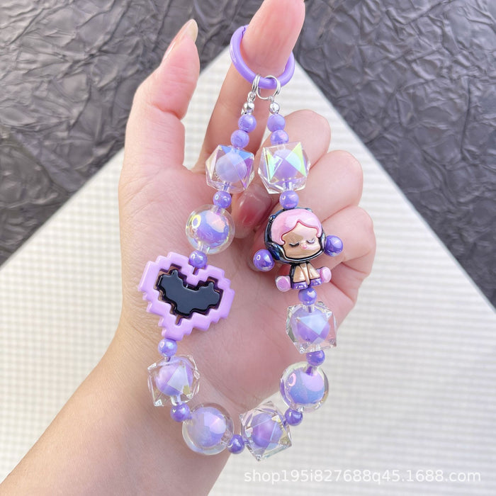 Wholesale Pixel style love bag accessories pendant mobile phone chain pendant beaded pendant