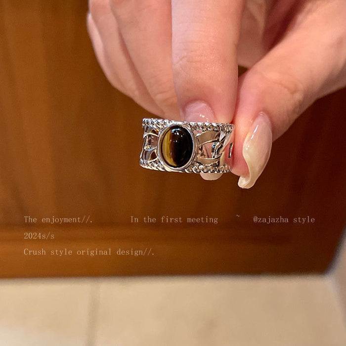 Wholesale Retro open ring with adjustable niche design, index finger high-end personalized ring