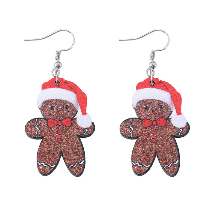 Wholesale Cute Christmas Hat and Gingerbread Man Pendant Earrings