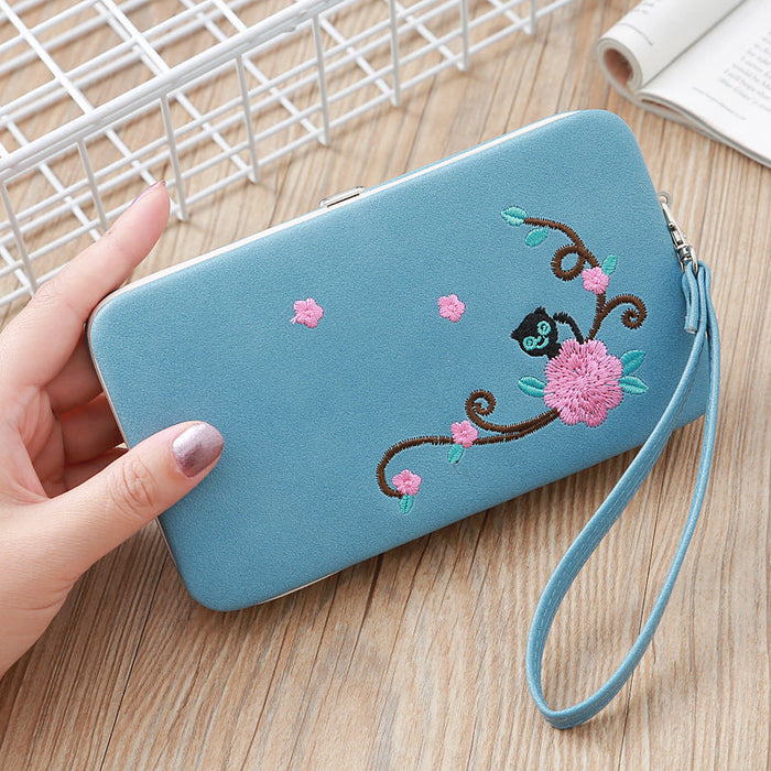 Wholesale Ladies Frosted Cat Peony Embroidered Coin Purse JDC-WT-MeiSQ002