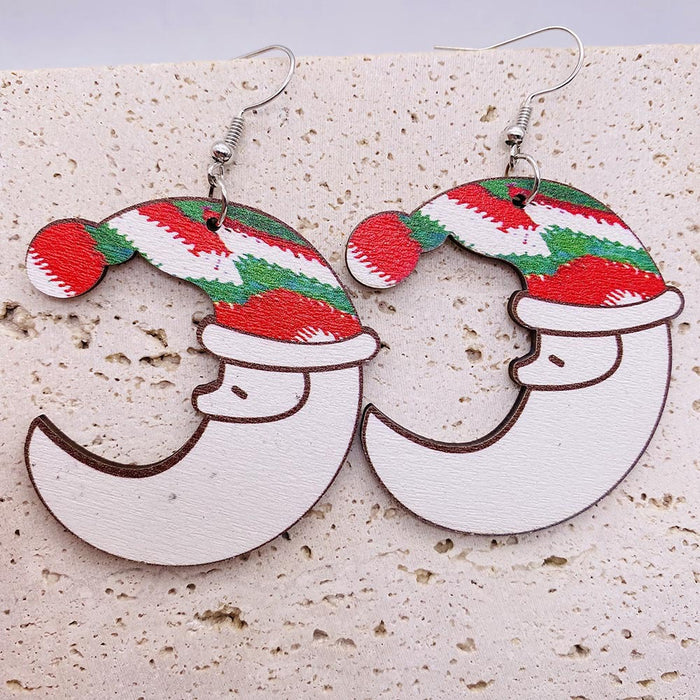 Wholesale Christmas Wooden Earrings Elk  Splicing Earrings Holiday Accessories
