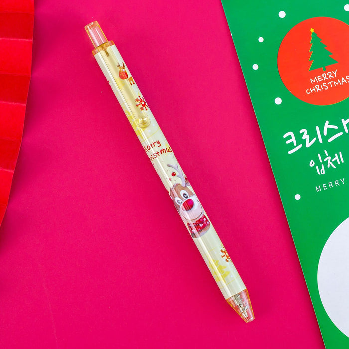 Wholesale Christmas cartoon push gel pen student stationery black push creative signature pen