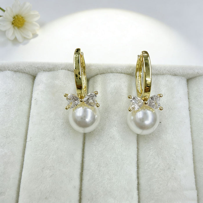 Wholesale Bow Pearl Hoop Earrings