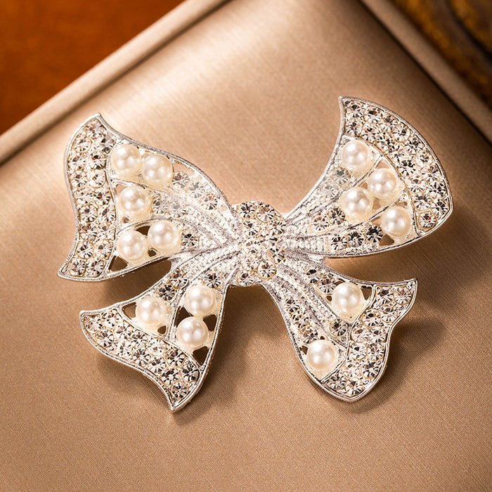 Wholesale Butterfly Diamond Pearl Brooch Collar Elegant Corsage  Heavy Industry Pin