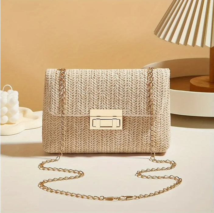 Wholesale Woven Lock Closure Simple Square Bag Shoulder Bag JDC-SD-HongY005