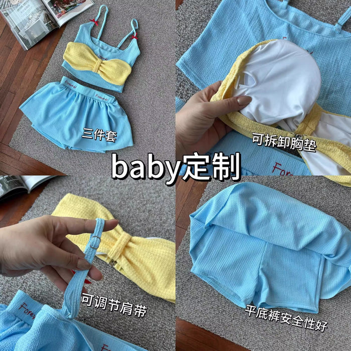 Wholesale Holiday bikini covered three piece girls' split swimsuit