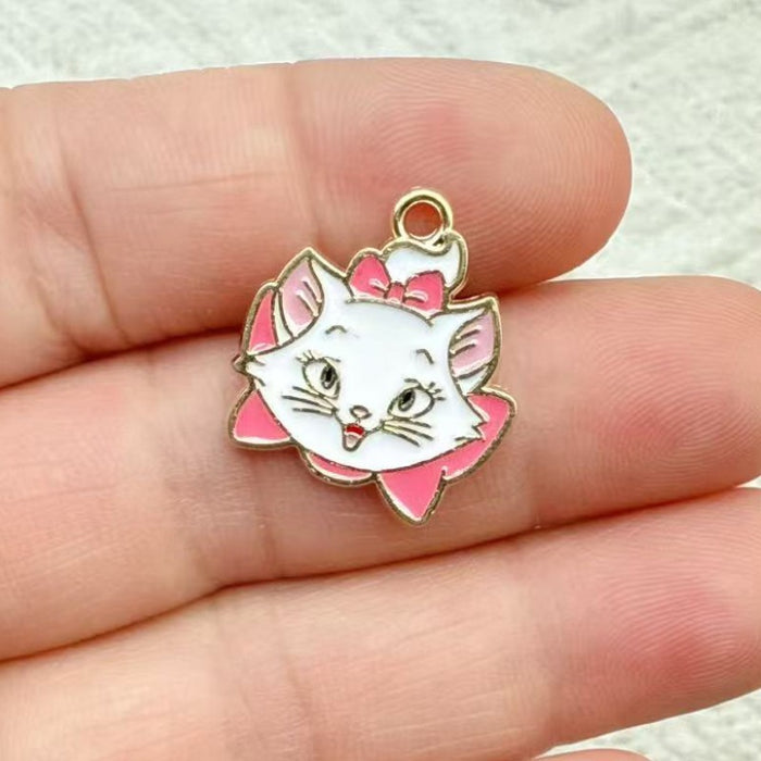 Wholesale 10pcs Cute Cat Alloy Keychain Mini Handmade Accessory Pendant