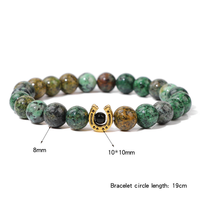 Wholesale 8mm Natural Lapis Stone Horseshoe Elastic Bracelet Art Retro Bracelet Wholesale