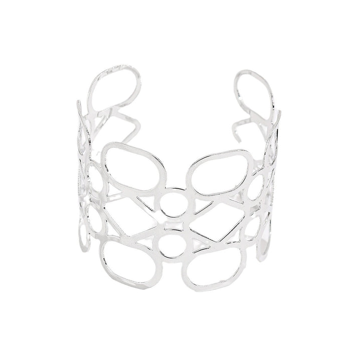 Wholesale Fully Managed Jewelry Personalized Smooth Alloy Bracelet Fashionable Hollow Wide Geometric Bracelet