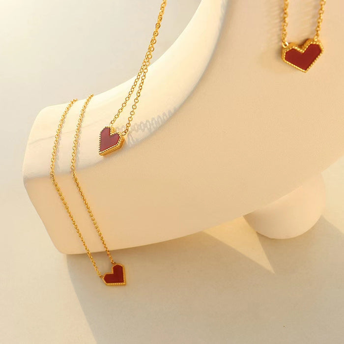 Wholesale Necklace, heart-shaped collarbone chain design, light luxury style, peach heart accessory