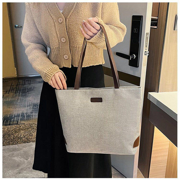 Wholesale Simple and Fashionable Commuting Shoulder Bag Women's Leisure Large Capacity Tote Bag New Linen Hand-held Shoulder Bag JDC-HB-YT004