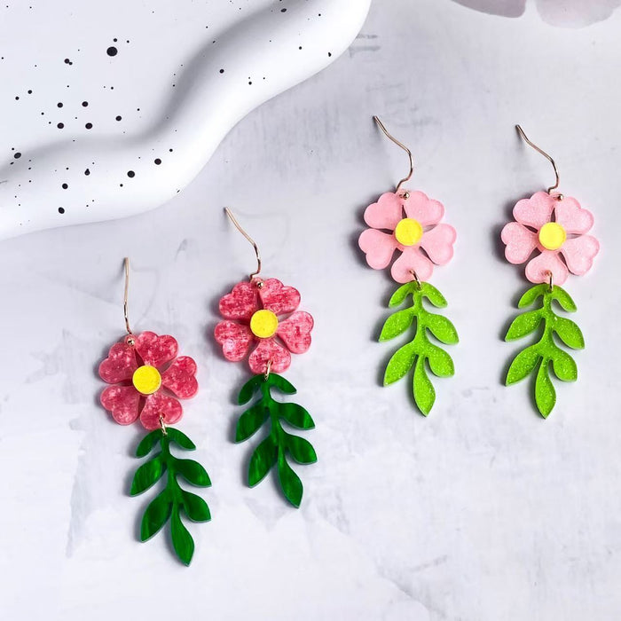 Wholesale Spring Flower Double Color Splicing Design Earrings and Pendants