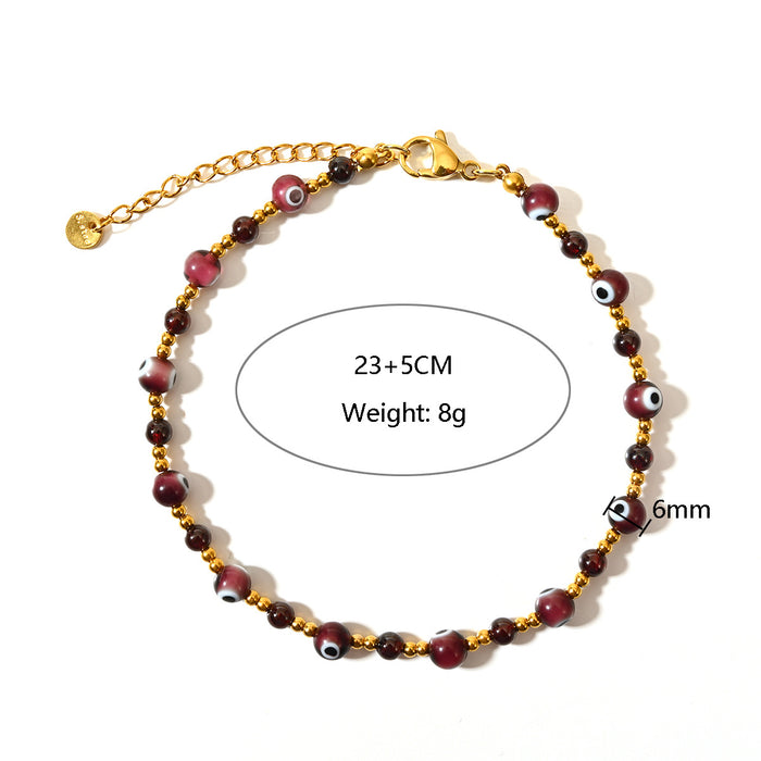 Wholesale Classic Devil's Eye Stainless Steel Bead Foot Chain Round Beads Colorful Evil Eye Foot Accessories Wholesale