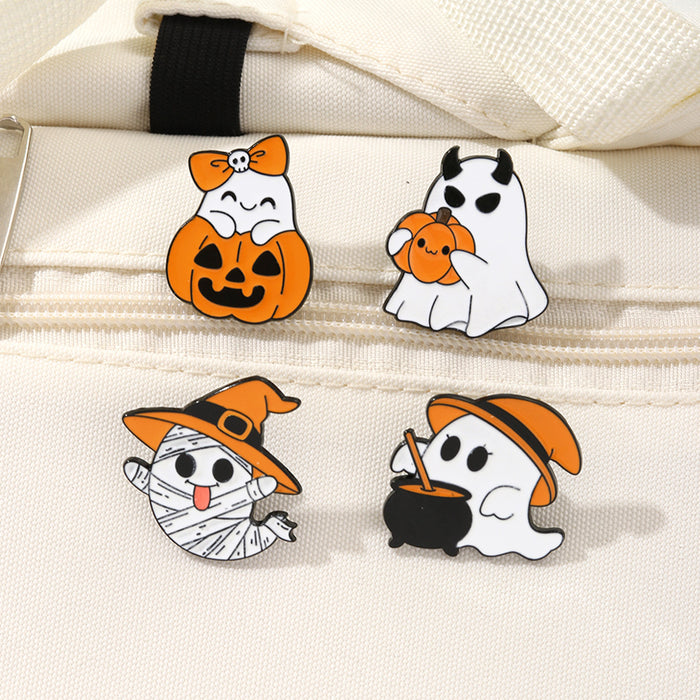 Wholesale  Ghost Pumpkin Brooch Cute Creative Metal Badge Pin Buckle Clothes Bag Versatile Accessories Medal