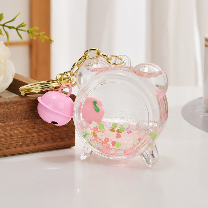 Wholesale Quicksand Bottle Cartoon Kitten Keychain