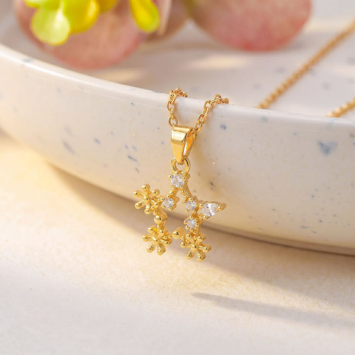 Wholesale Flower Butterfly Pendant Necklace Titanium Steel Gold Plated Jewelry Accessory