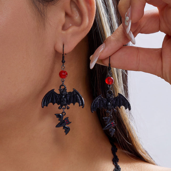 Wholesale Orange Skull Tassel Earrings Party Jewelry Accessory Alloy Electroplated
