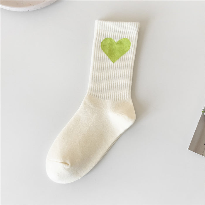 Wholesale New Love Smile Socks Personalized Middle Socks Green Casual Sports Versatile Long Socks