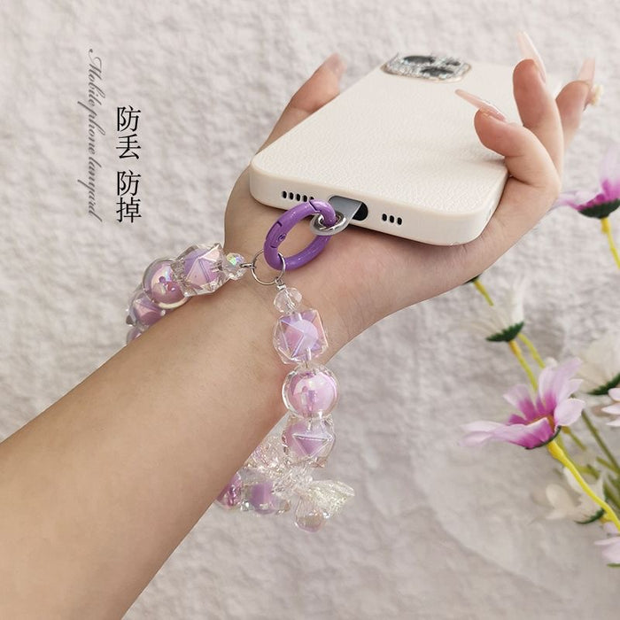 Wholesale Beaded Mobile Phone Chain Acrylic Beads in Beads Bow Wrist Lanyard
