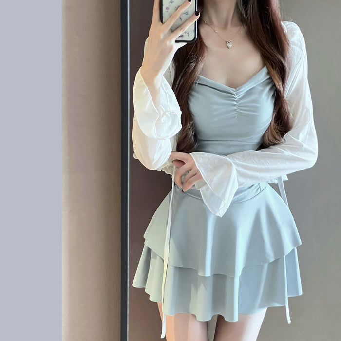 Wholesale Naked back sexy swimsuit dress style jumpsuit, covering the belly to show off weight, soaking in hot spring vacation