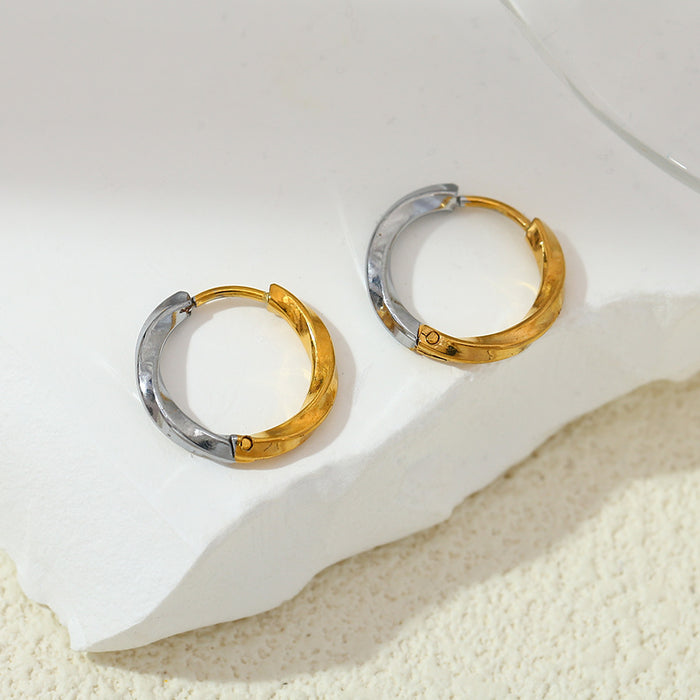Wholesale Circular earrings made of stainless steel with gold-plated finish, featuring a minimalist design and titanium steel earrings