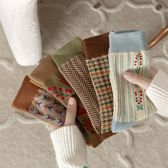 Wholesale Thick socks, mid tube stacking socks, thick retro cotton socks