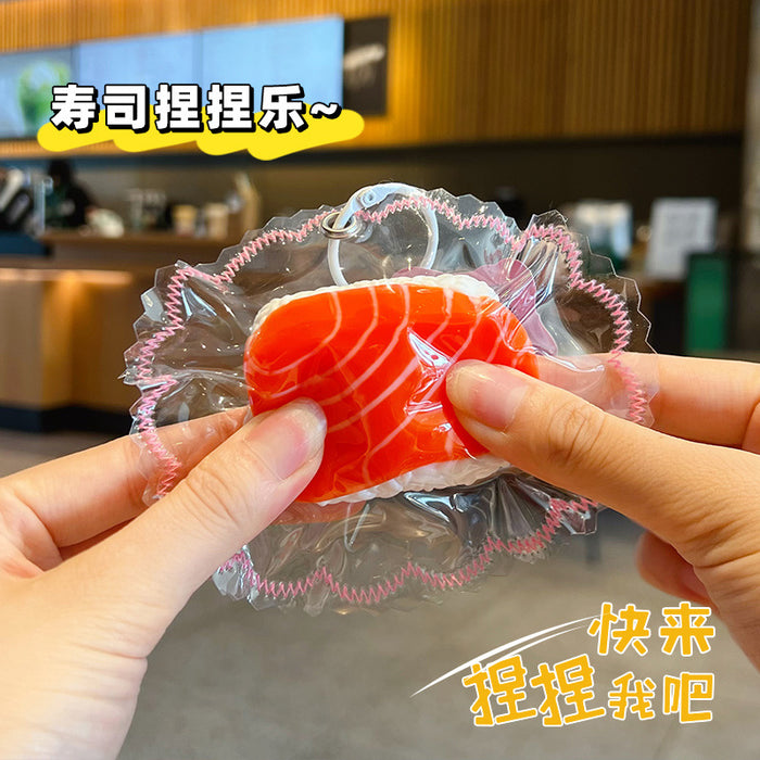 Wholesale Silicone Salmon Sushi Squishy Keychain Stress Relief Toy Cute Bag Charm Gift