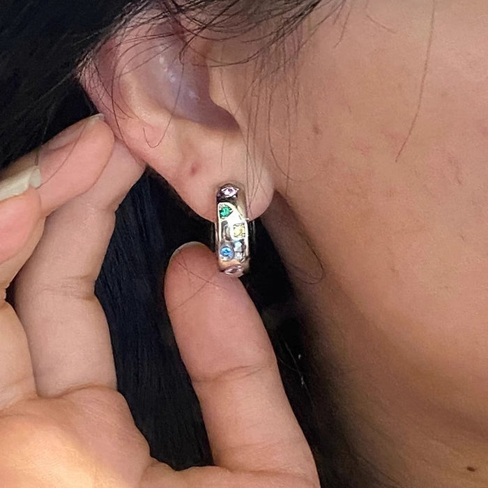 Wholesale Star Ear Buckle Earrings, Colorful Zircon Earrings, Rare New Product