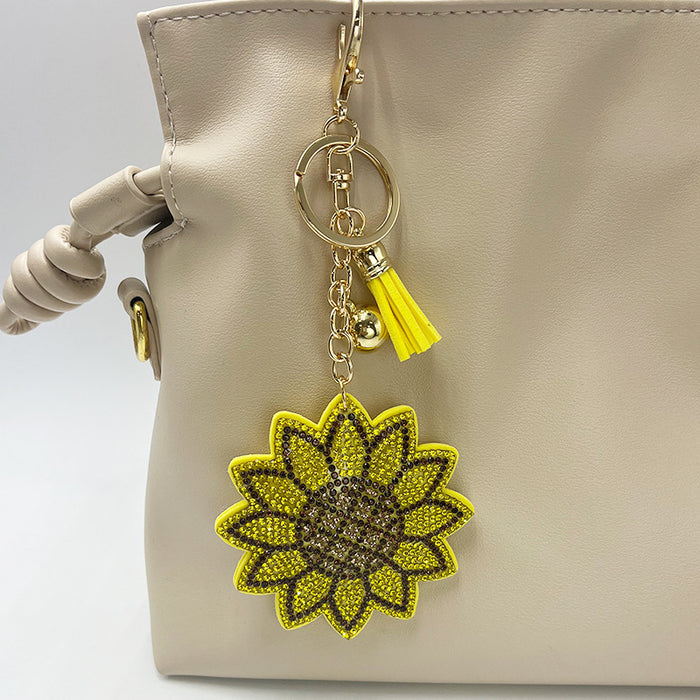 Wholesale Sunflower Keychain with Embedded Crystals